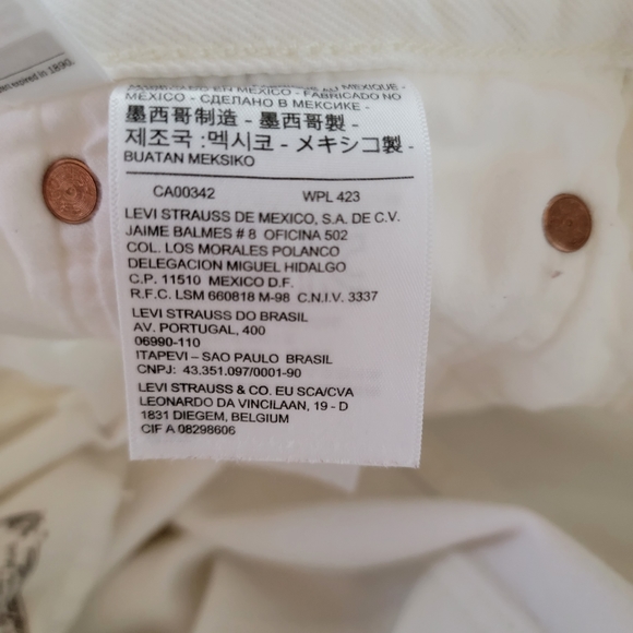 Levis White Button Fly Jeans with factory designed tears W40 L30 - Picture 7 of 10